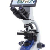 Binokularowy mikroskop cyfrowy OPTIKA, 1000x ze stolikiem krzyżowym i tabletem